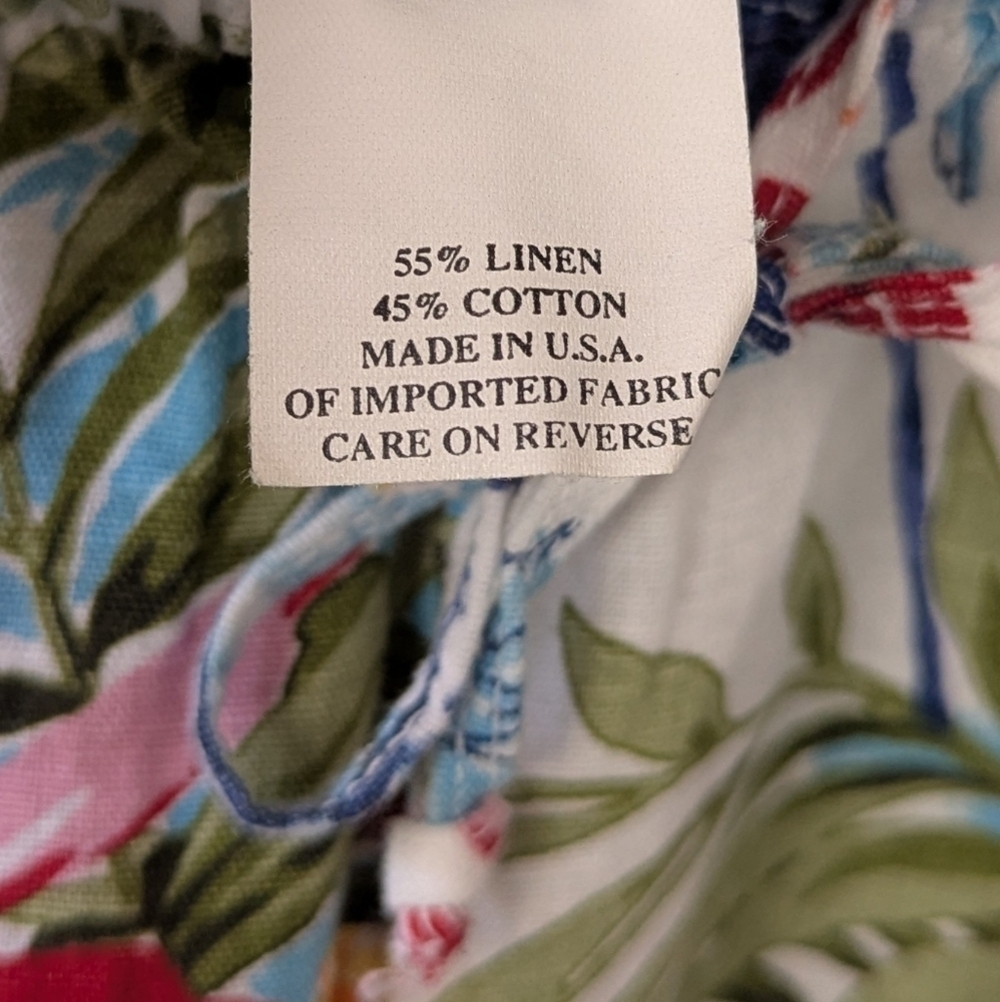 Hot Cotton Woman Linen Crop Wide Leg Pants White Allover Floral Size 3X - Picture 4 of 6